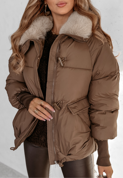 Silke™ – Luxe Pufferjas met Vegan Bontkraag