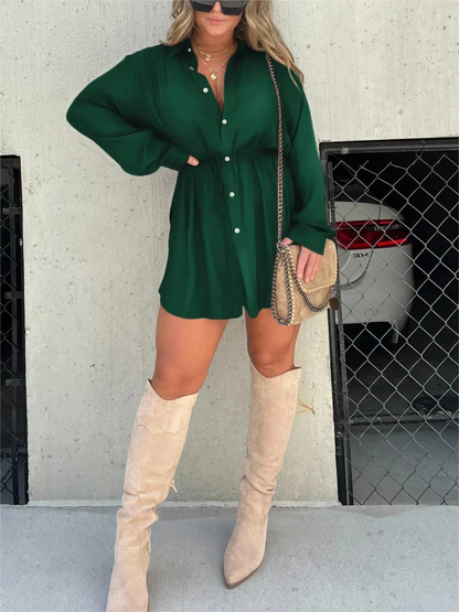 Laurentien™ - Trendy Satijnen Romper Jurk
