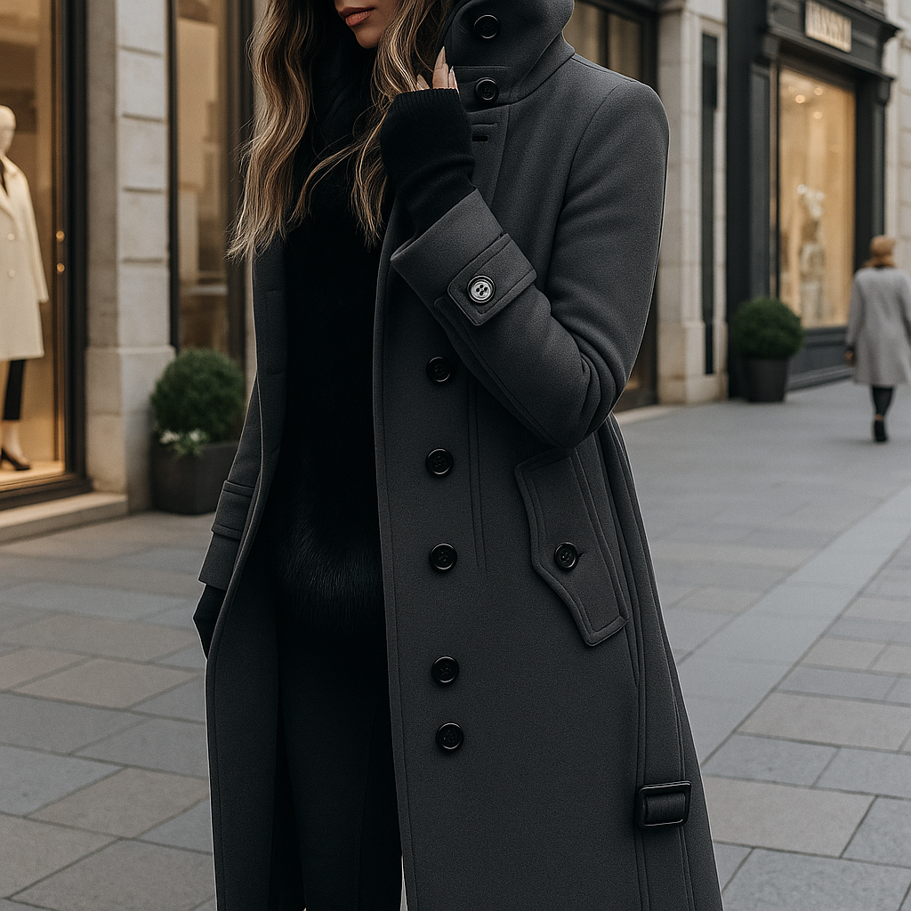 Aurora™-Elegante Trenchcoat  – Hoge Kraag & Ceintuur