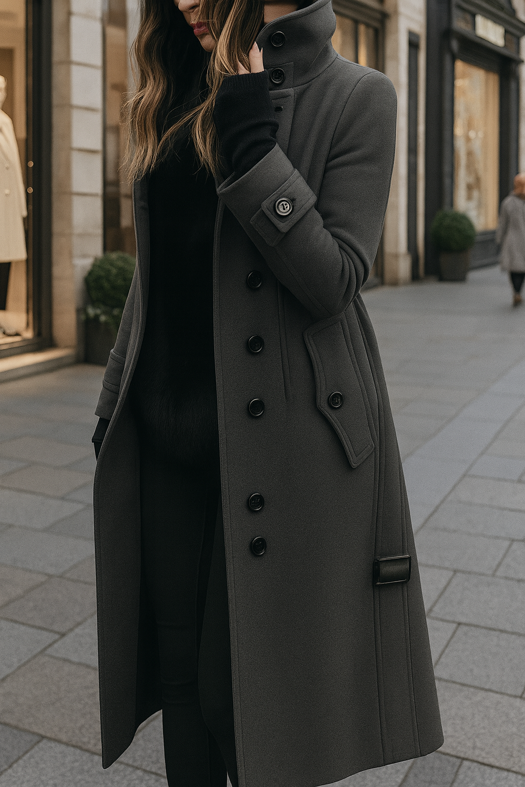 Aurora™-Elegante Trenchcoat  – Hoge Kraag & Ceintuur