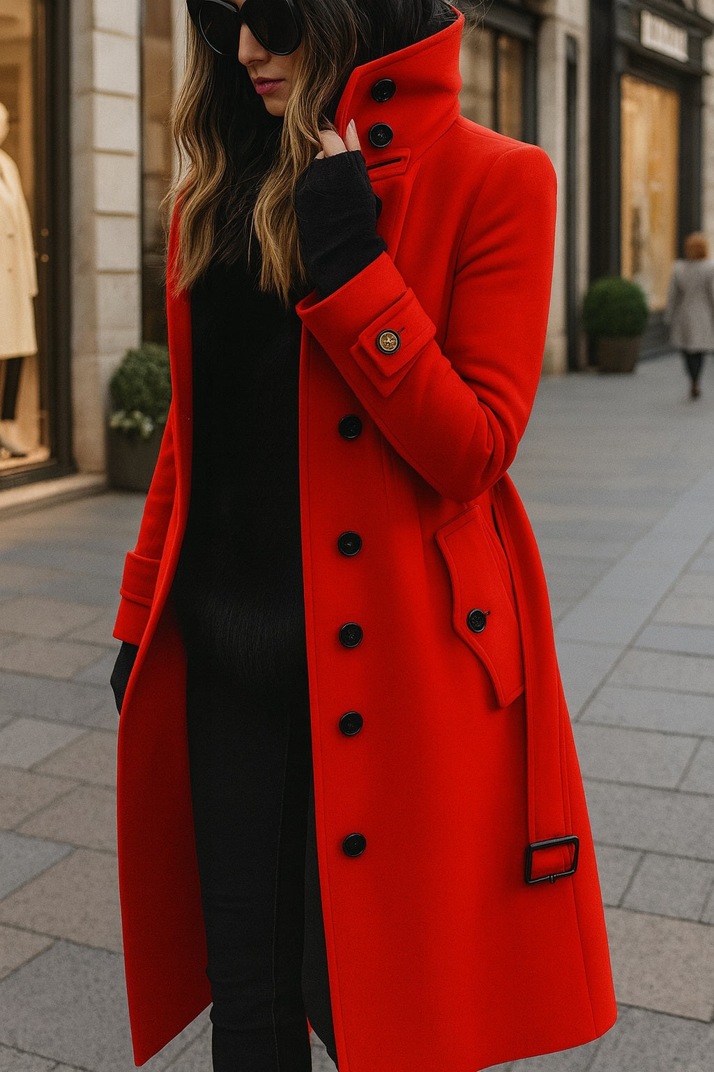 Aurora™-Elegante Trenchcoat  – Hoge Kraag & Ceintuur