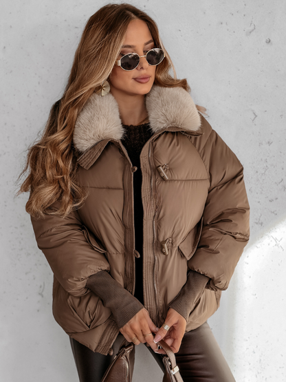 Silke™ – Luxe Pufferjas met Vegan Bontkraag